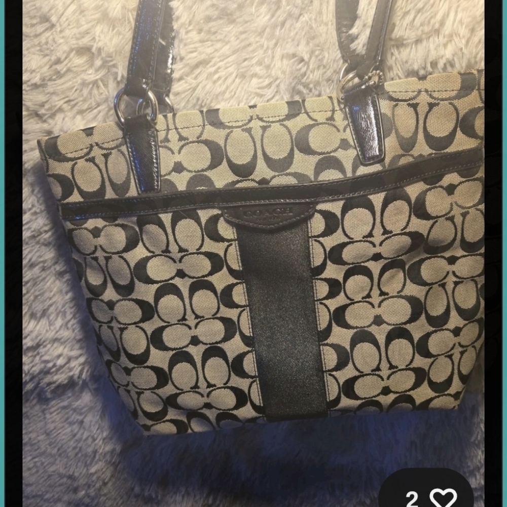 COACH✨ Signature Black 'C' Logo on Gray ✨Canvas & Leather ✨Excellent Condition